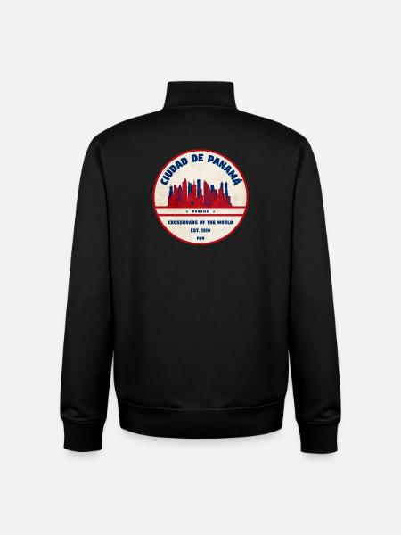 Panama Skyline Emblem Crossroads - Unisex Organic Zip Sweatshirt by Stanley/Stella - black