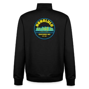 Honolulu Skyline Retro Abzeichen - Unisex Organic Zip Sweatshirt von Stanley/Stella - Schwarz - Hinten - AI Model Male 185 light (185cm)