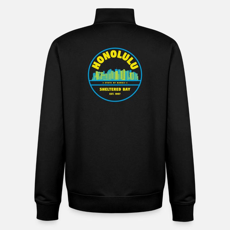Honolulu Skyline Retro Abzeichen - Unisex Organic Zip Sweatshirt von Stanley/Stella - Schwarz