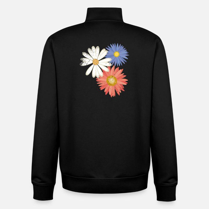 3 fleurs - Sweat zippé unisexe en coton bio Stanley/Stella - noir