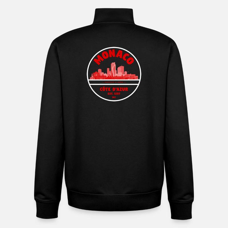 Monaco Côte d'Azur Skyline Badge - Unisex Organic Zip Sweatshirt by Stanley/Stella - black