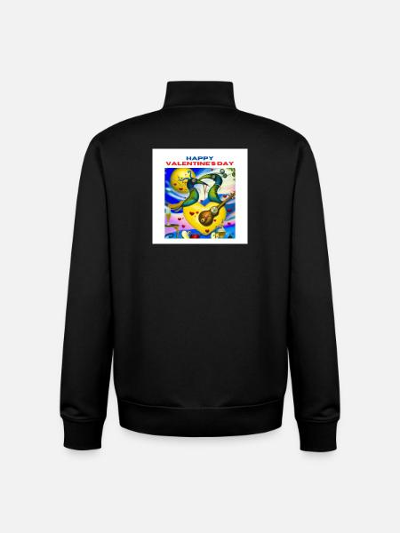 Joyeuse Saint-Valentin... Oiseaux de fête! - Sweat zippé unisexe en coton bio Stanley/Stella - noir