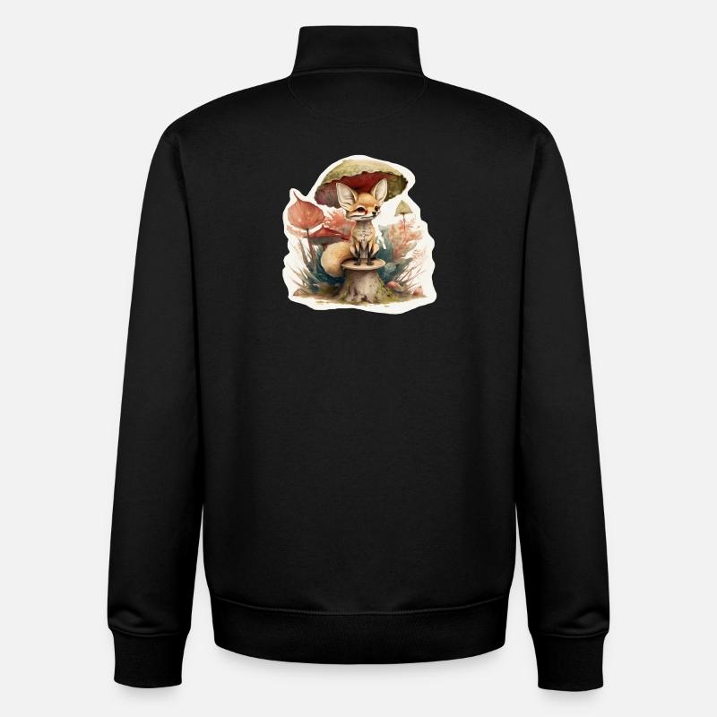 Renard du désert mignon - Sweat zippé unisexe en coton bio Stanley/Stella - noir
