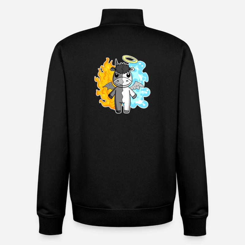 Kuh - Engel und Teufel - Unisex Organic Zip Sweatshirt von Stanley/Stella - Schwarz