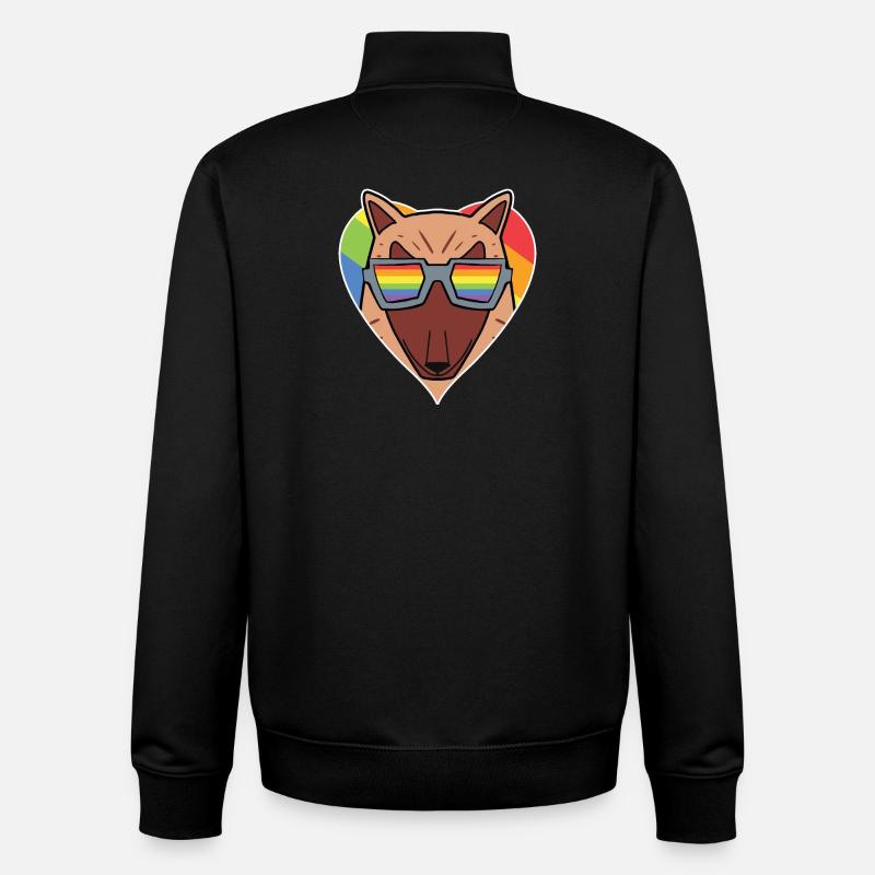Regenbogen - Hund mit Brille - Unisex Organic Zip Sweatshirt von Stanley/Stella - Schwarz