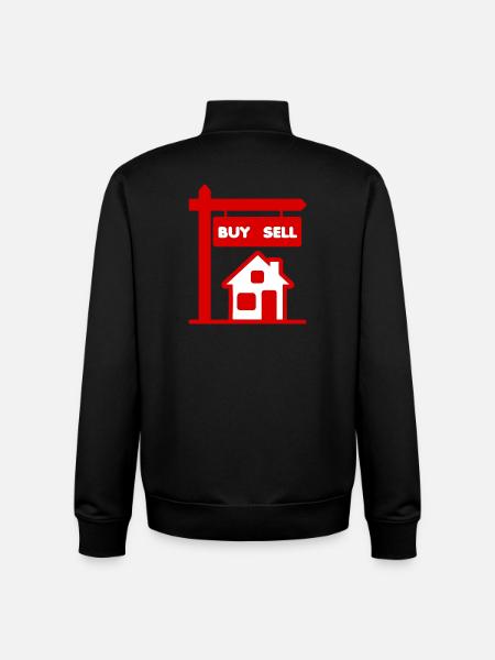 Rød logo eiendomsmegler kjøp og salg - Unisex genser med glidelås i økologisk bomull Stanley/Stella - svart
