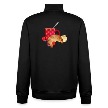 Breakfast still life with croissant, coffee, berries - Unisex Organic Zip Sweatshirt by Stanley/Stella - black - Back - AI Model Male 185 light (185cm)