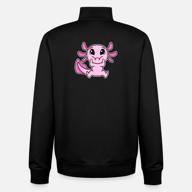 Motif Axolotl mignon - Sweat zippé unisexe en coton bio Stanley/Stella - noir