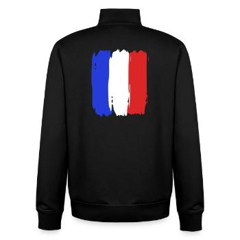 Drapeau France Tricolore - Sweat zippé unisexe en coton bio Stanley/Stella - noir - Dos - AI Model Male 185 light (185cm)