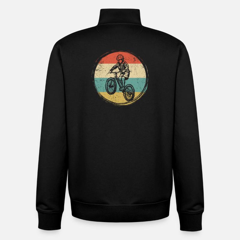 Retro BMX Rider Circle - Unisex Organic Zip Sweatshirt von Stanley/Stella - Schwarz