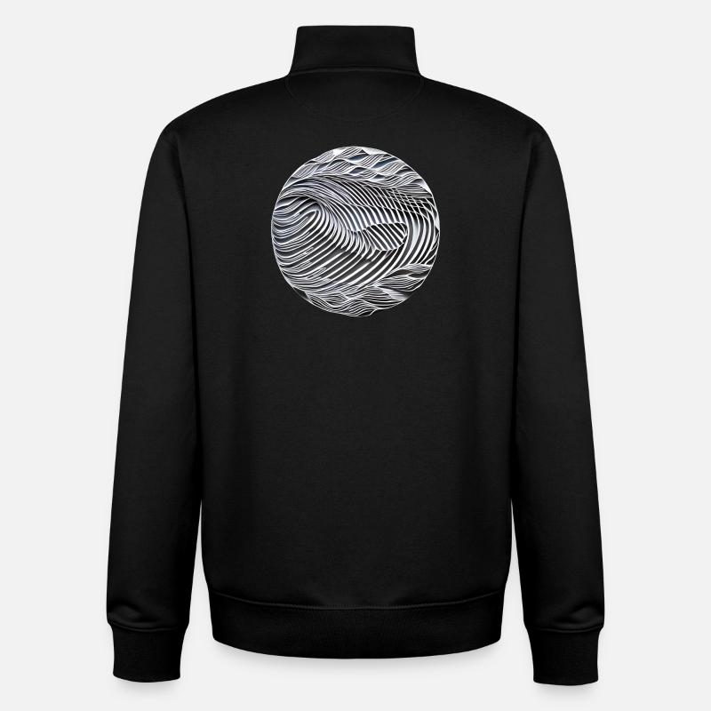 Ondes abstraites noir et blanc - Sweat zippé unisexe en coton bio Stanley/Stella - noir