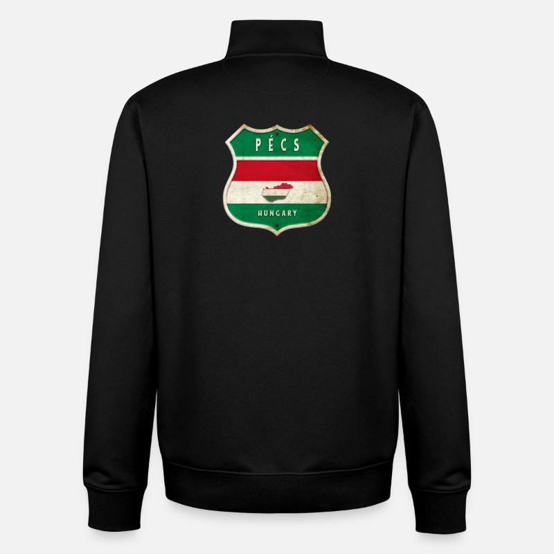 Pécs Ungarn Wappen Flaggen Design - Unisex Organic Zip Sweatshirt von Stanley/Stella - Schwarz
