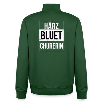 Härzbluetchurerin Churerin Coire - Sweat zippé unisexe en coton bio Stanley/Stella - vert bouteille - Dos - AI Model Male 185 dark (185cm)