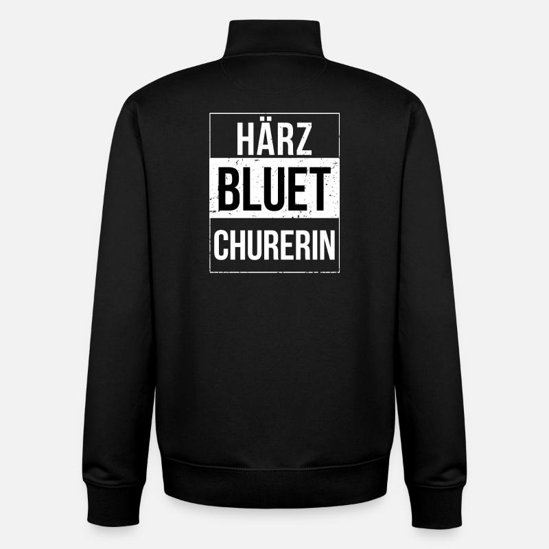 Härzbluetchurerin Churerin Coire - Sweat zippé unisexe en coton bio Stanley/Stella - noir