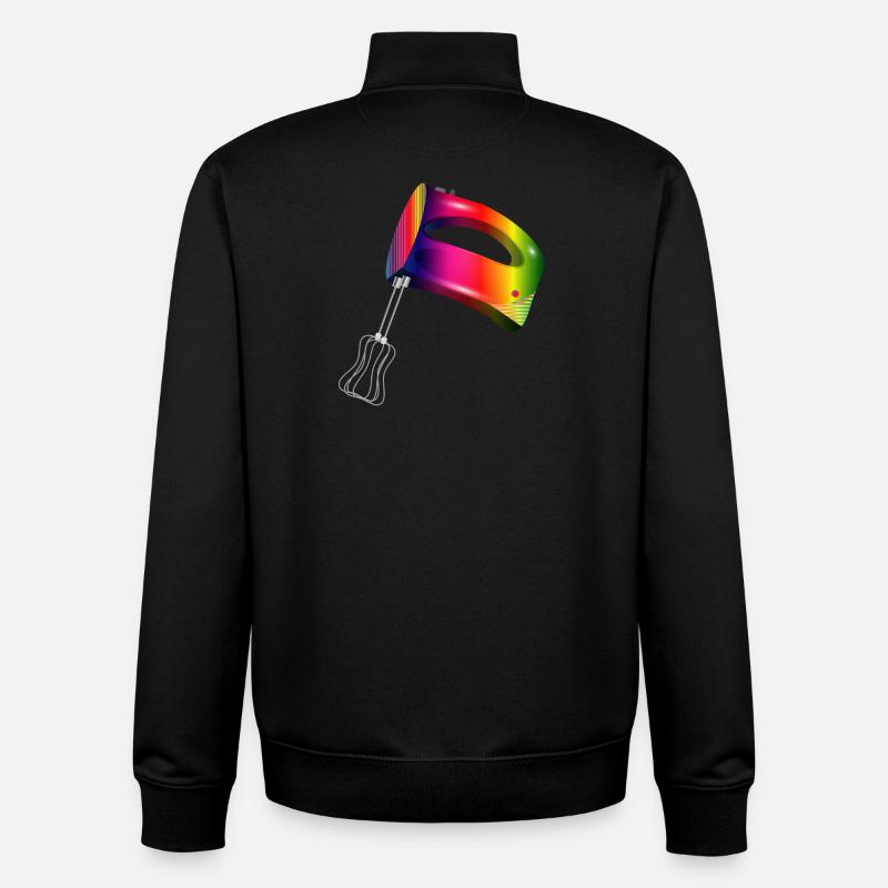 Mélangeur à main aux couleurs colorées de l’arc-en-ciel - Sweat zippé unisexe en coton bio Stanley/Stella - noir