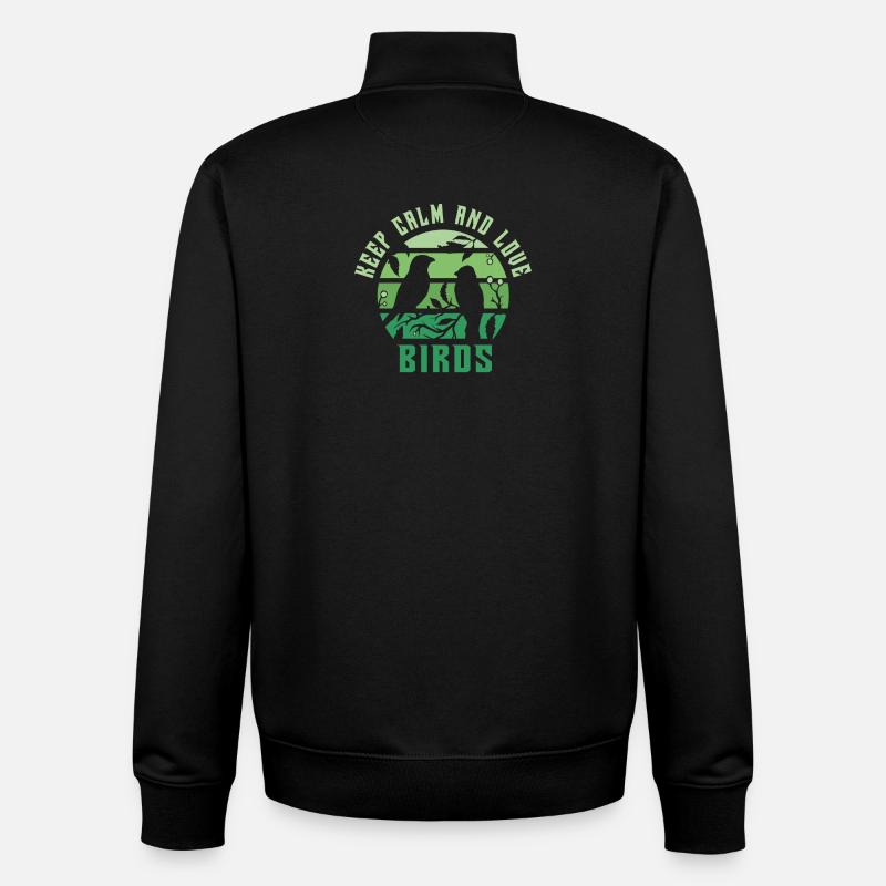Keep calm and love birds - Unisex Organic Zip Sweatshirt by Stanley/Stella - black