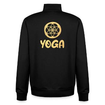 Yoga Gold Flower of Life Blume des Lebens Ornament - Unisex Organic Zip Sweatshirt von Stanley/Stella - Schwarz - Hinten - AI Model Male 185 light (185cm)