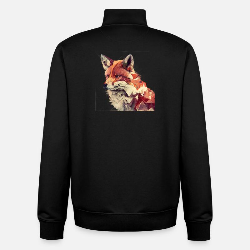 Fuchs - Geometrisches Tier Print - Unisex Organic Zip Sweatshirt von Stanley/Stella - Schwarz