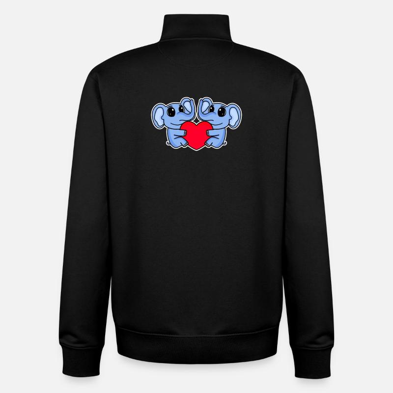 Elephant Heart Love Elephants - Sweat zippé unisexe en coton bio Stanley/Stella - noir