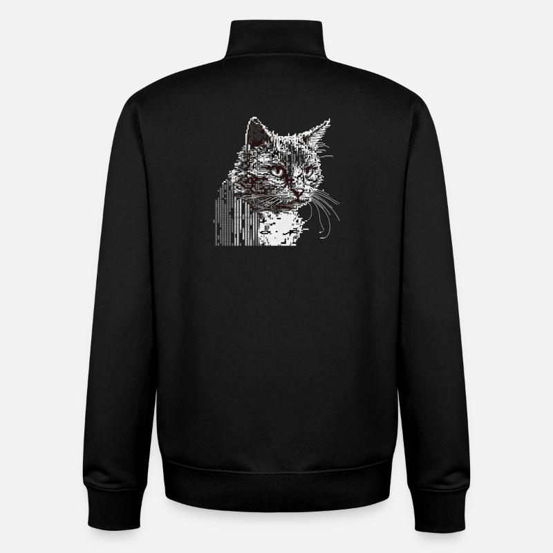 Chat ASCII - Sweat zippé unisexe en coton bio Stanley/Stella - noir