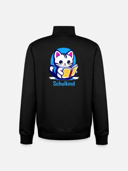 Schulkind Katze mit Buch - Unisex Organic Zip Sweatshirt von Stanley/Stella - Schwarz