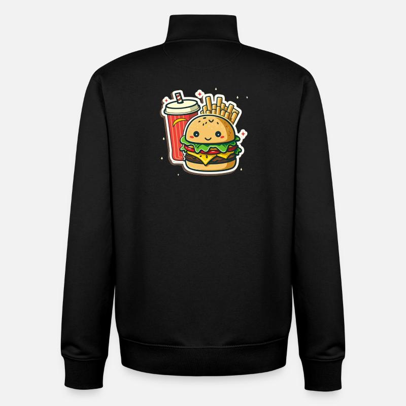 Menu burger - Sweat zippé unisexe en coton bio Stanley/Stella - noir