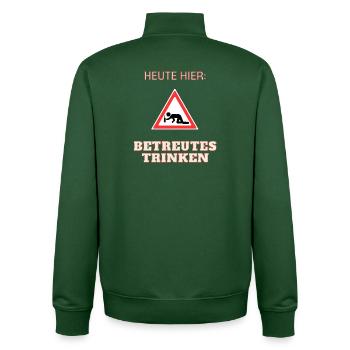 Betreutes Trinken - Unisex Organic Zip Sweatshirt von Stanley/Stella - Flaschengrün - Hinten - AI Model Male 185 dark (185cm)