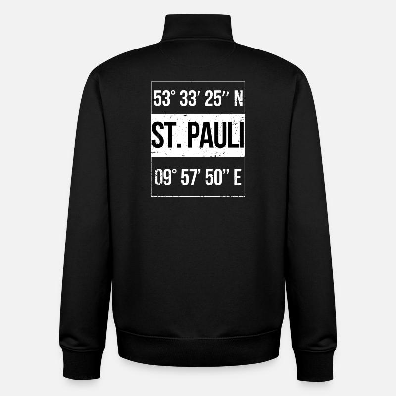 Coordonnées St. Pauli Hamburg - Sweat zippé unisexe en coton bio Stanley/Stella - noir