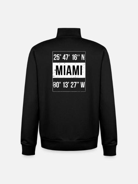 Coordonnées : Miami, Floride - Sweat zippé unisexe en coton bio Stanley/Stella - noir