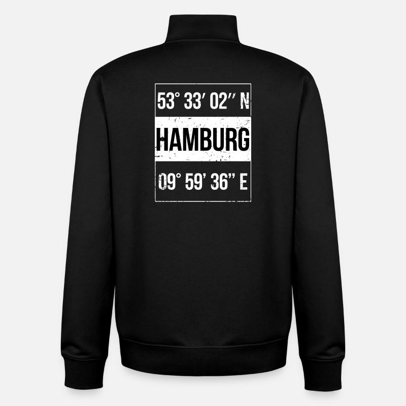 Coordonnées Hambourg - Sweat zippé unisexe en coton bio Stanley/Stella - noir