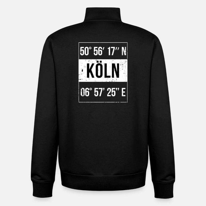 Coordonnées Cologne - Sweat zippé unisexe en coton bio Stanley/Stella - noir