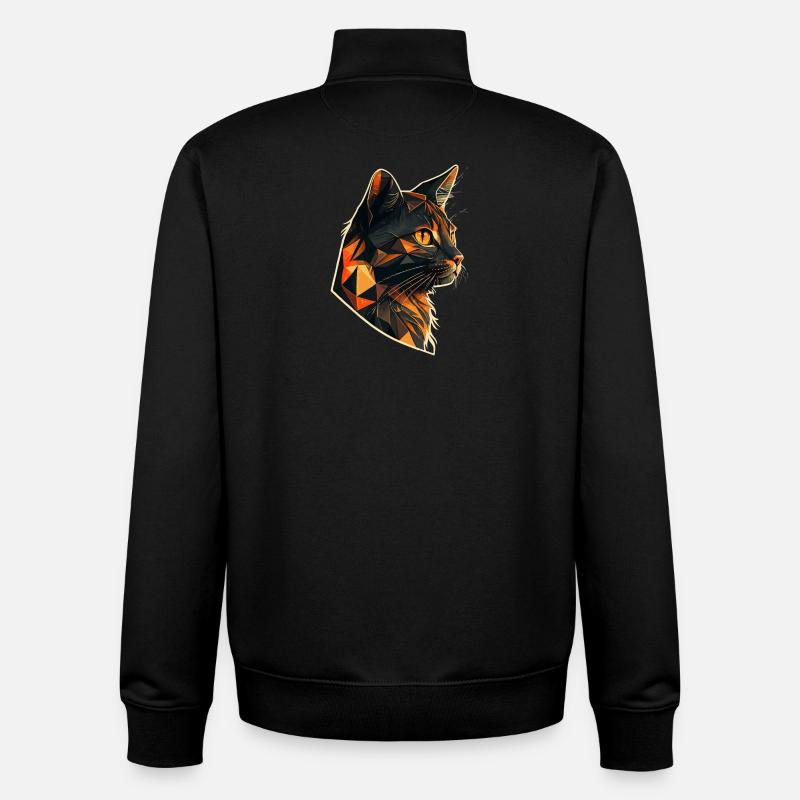 Stylized, Geometric cat - Unisex Organic Zip Sweatshirt by Stanley/Stella - black