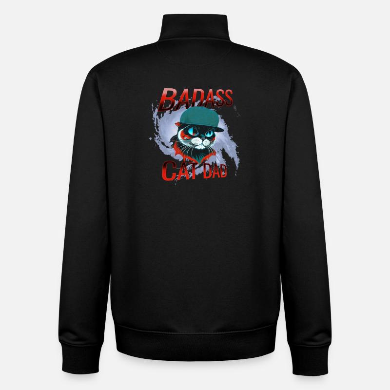 Cat, cat owner, cat dad - Unisex Organic Zip Sweatshirt by Stanley/Stella - black