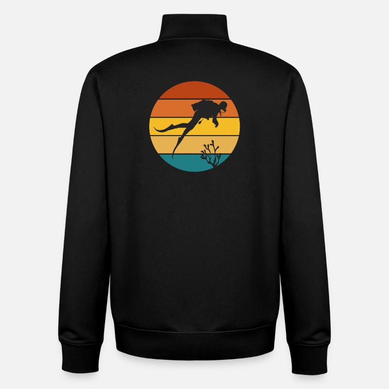 plongée sous marine, plongée - Sweat zippé unisexe en coton bio Stanley/Stella - noir