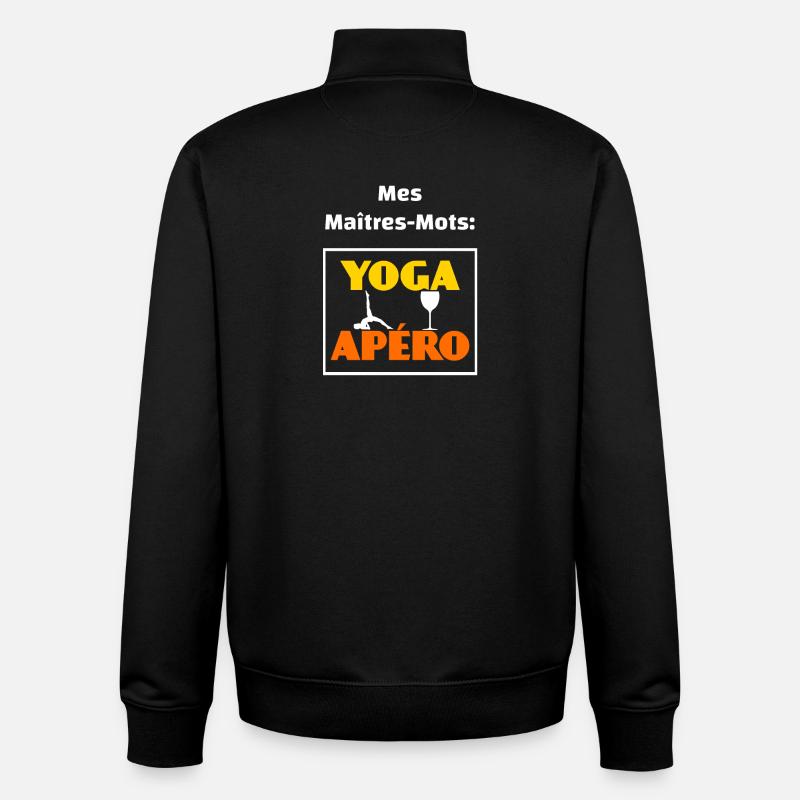 Mes maîtres-mots Yoga et Apéro - Sweat zippé unisexe en coton bio Stanley/Stella - noir