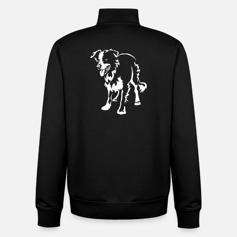 Border Collie « Black Edition » - Sweat zippé unisexe en coton bio Stanley/Stella - noir