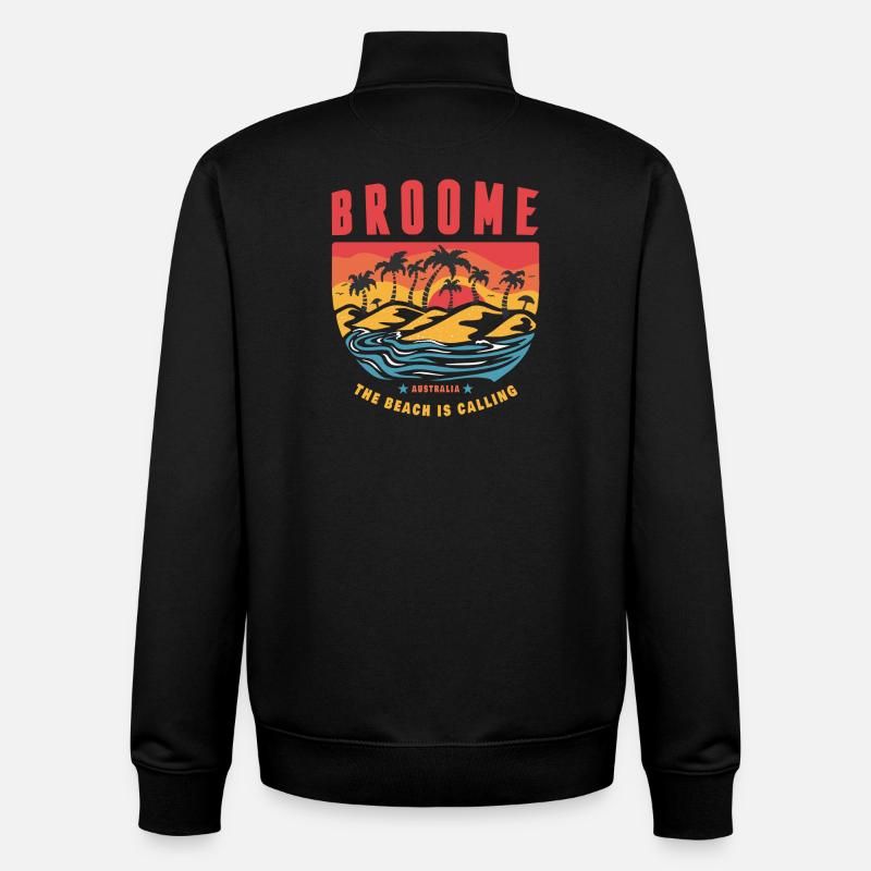 Design de paume Broome Australia - Sweat zippé unisexe en coton bio Stanley/Stella - noir