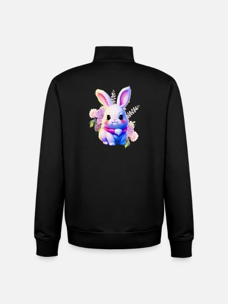 Flowers Easter Bunny Cute Bunny - Unisex Organic Zip Sweatshirt by Stanley/Stella - black