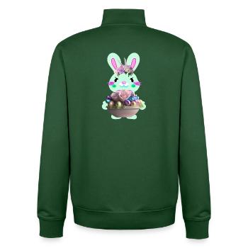 lapin de Pâques mignon avec des œufs de Pâques - Sweat zippé unisexe en coton bio Stanley/Stella - vert bouteille - Dos - AI Model Male 185 dark (185cm)