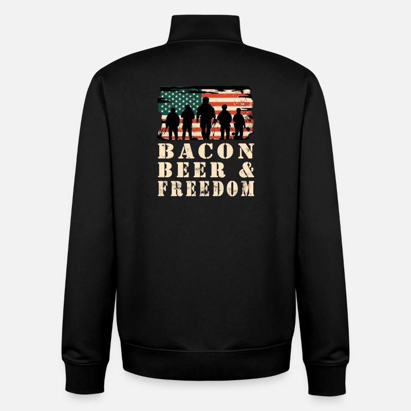 Bacon, Bier und Freiheit - Unisex Organic Zip Sweatshirt von Stanley/Stella - Schwarz