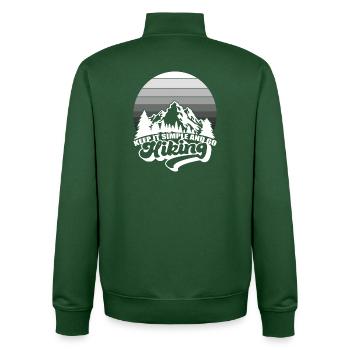 Halten Sie es einfach und gehen Sie wandern Berge Natur - Unisex Organic Zip Sweatshirt von Stanley/Stella - Flaschengrün - Hinten - AI Model Male 185 dark (185cm)