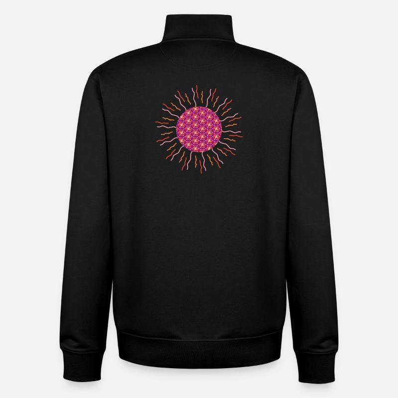 Mandala soleil rose - Sweat zippé unisexe en coton bio Stanley/Stella - noir