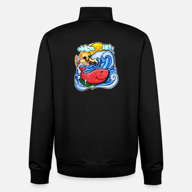 Baleine pastèque - Sweat zippé unisexe en coton bio Stanley/Stella - noir