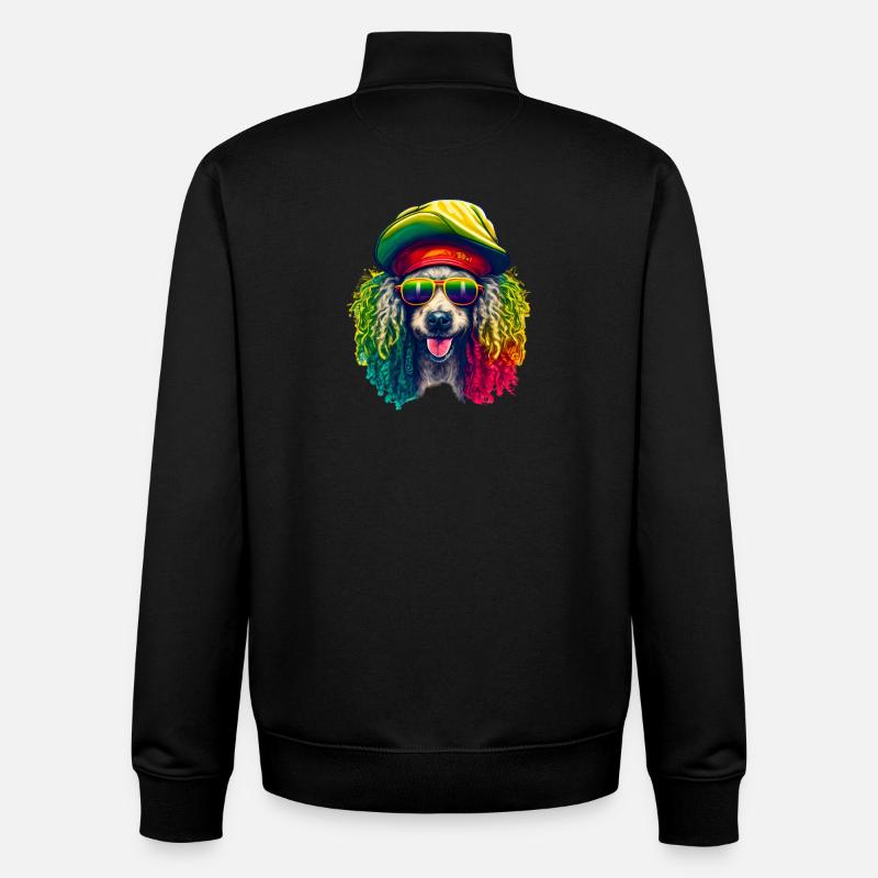 Cool Rasta Poodle Colorful - Unisex Organic Zip Sweatshirt by Stanley/Stella - black