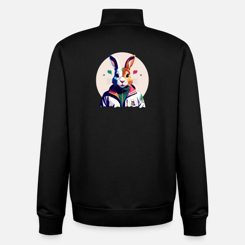 Bunny, lapin de Pâques - Sweat zippé unisexe en coton bio Stanley/Stella - noir