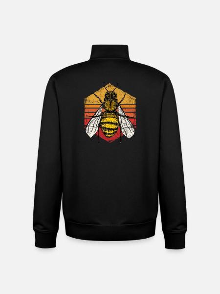 Sunset Bee Retro Illustration - Unisex Organic Zip Sweatshirt by Stanley/Stella - black