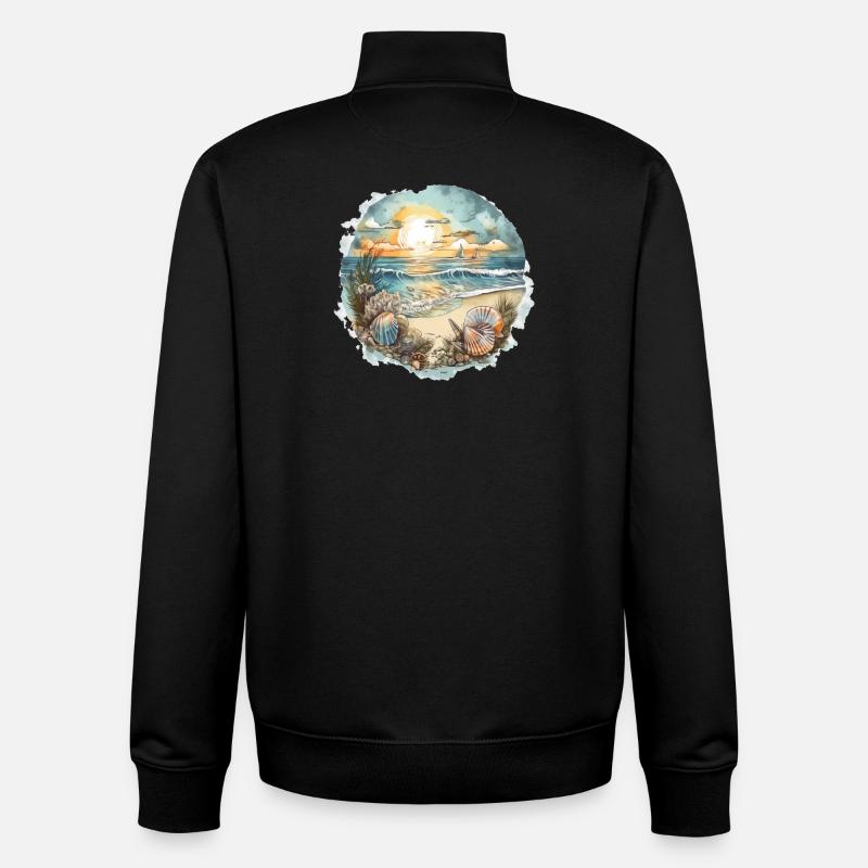 Rêve de plage - Sweat zippé unisexe en coton bio Stanley/Stella - noir