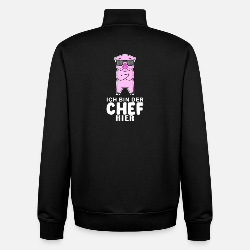 cooles Schwein Chef Spruch - Unisex Organic Zip Sweatshirt von Stanley/Stella - Schwarz