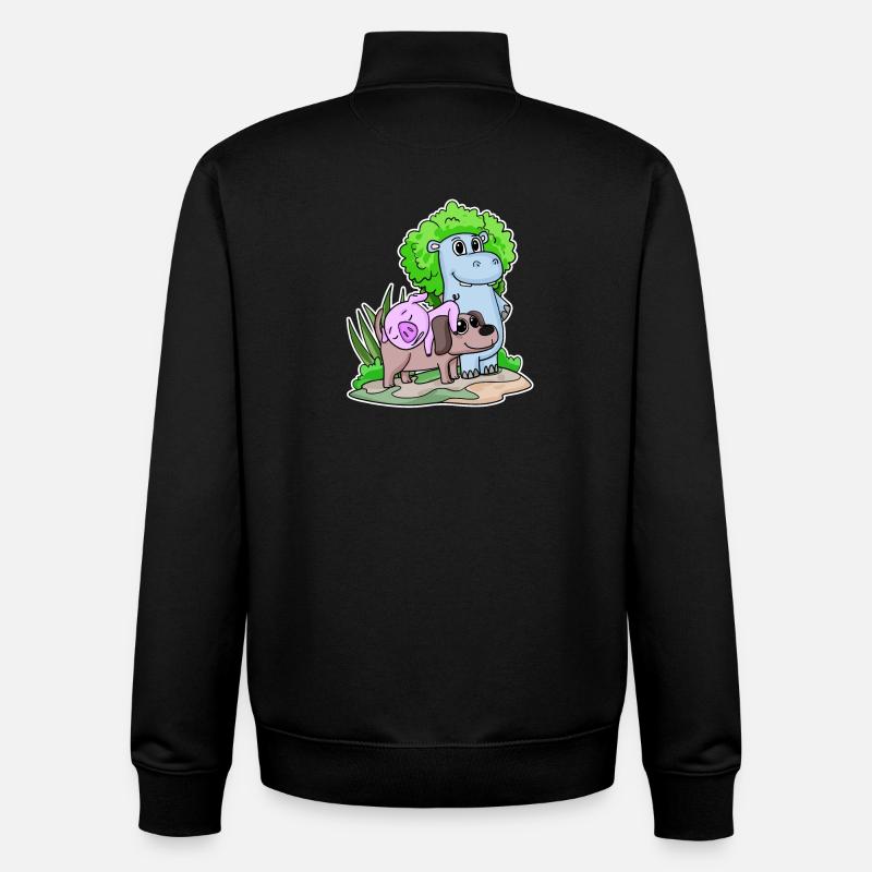 Cute animals - Unisex Organic Zip Sweatshirt by Stanley/Stella - black
