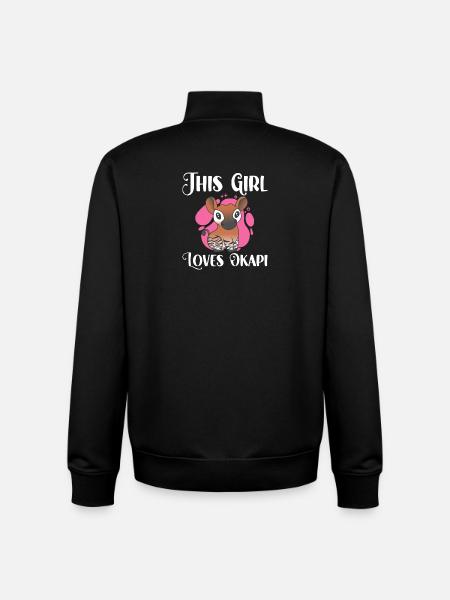 This girl loves okapi - Unisex Organic Zip Sweatshirt by Stanley/Stella - black